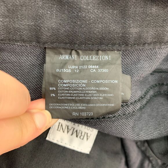 Armani Collezioni Jean Mens 30 Black Slim Fit Medium Waist Straight Tight Leg - Picture 10 of 15